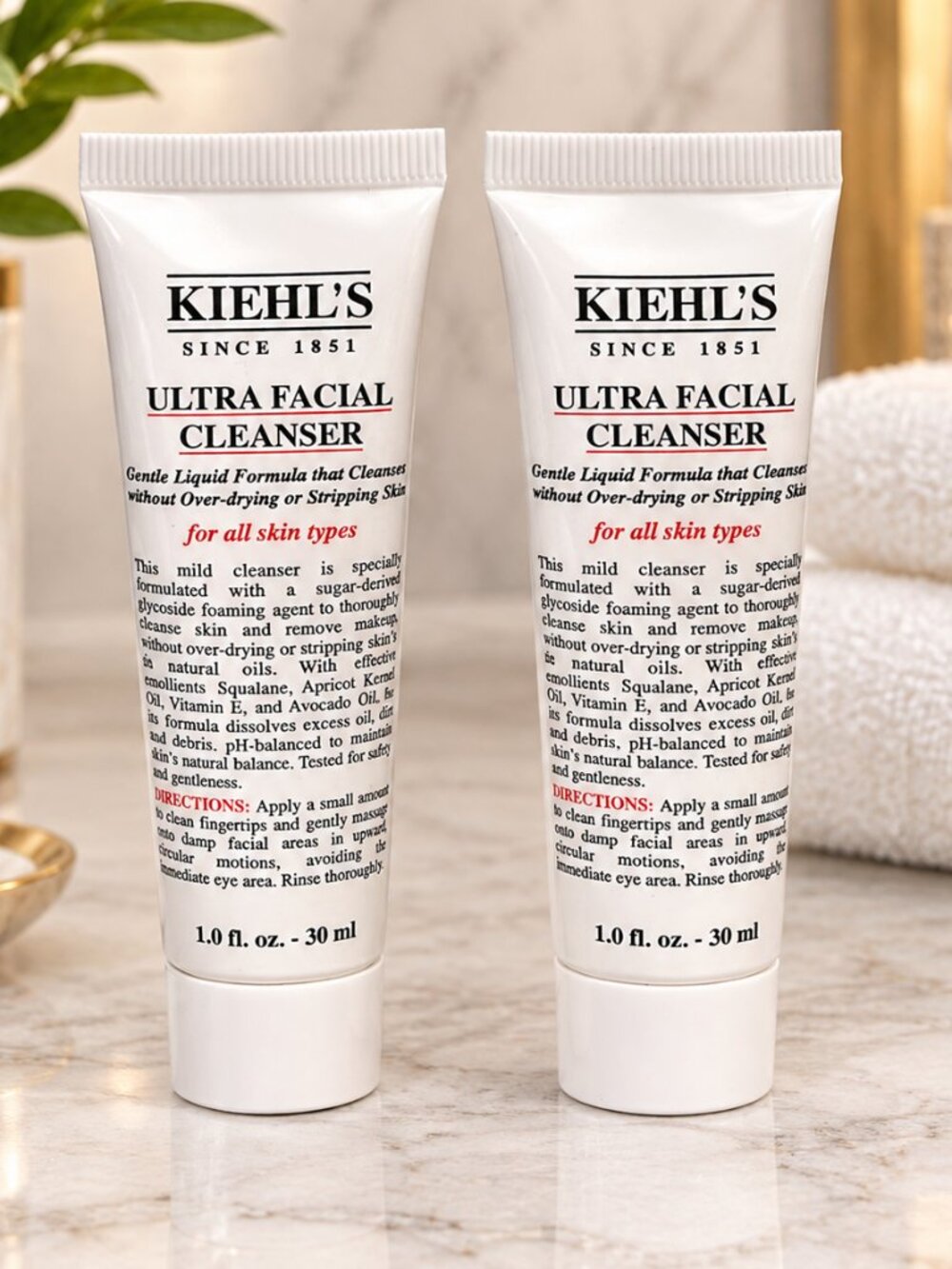 Kiehls Ultra Facial Cleanser Travel Size 2 Pack New Face Wash Liquid Soap